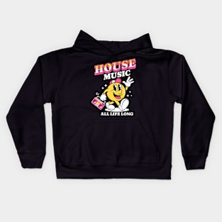 HOUSE MUSIC  - Retro Mascot All Life Long (white/pink) Kids Hoodie